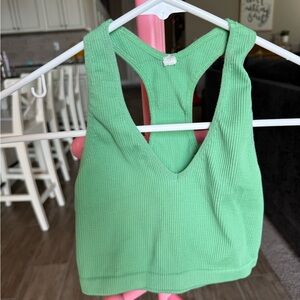 Free People Movement Ribbed Racerback Crop Tank Sports Bra Green XS/S